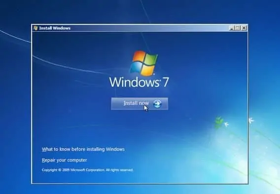 Cara instal Windows 7 start