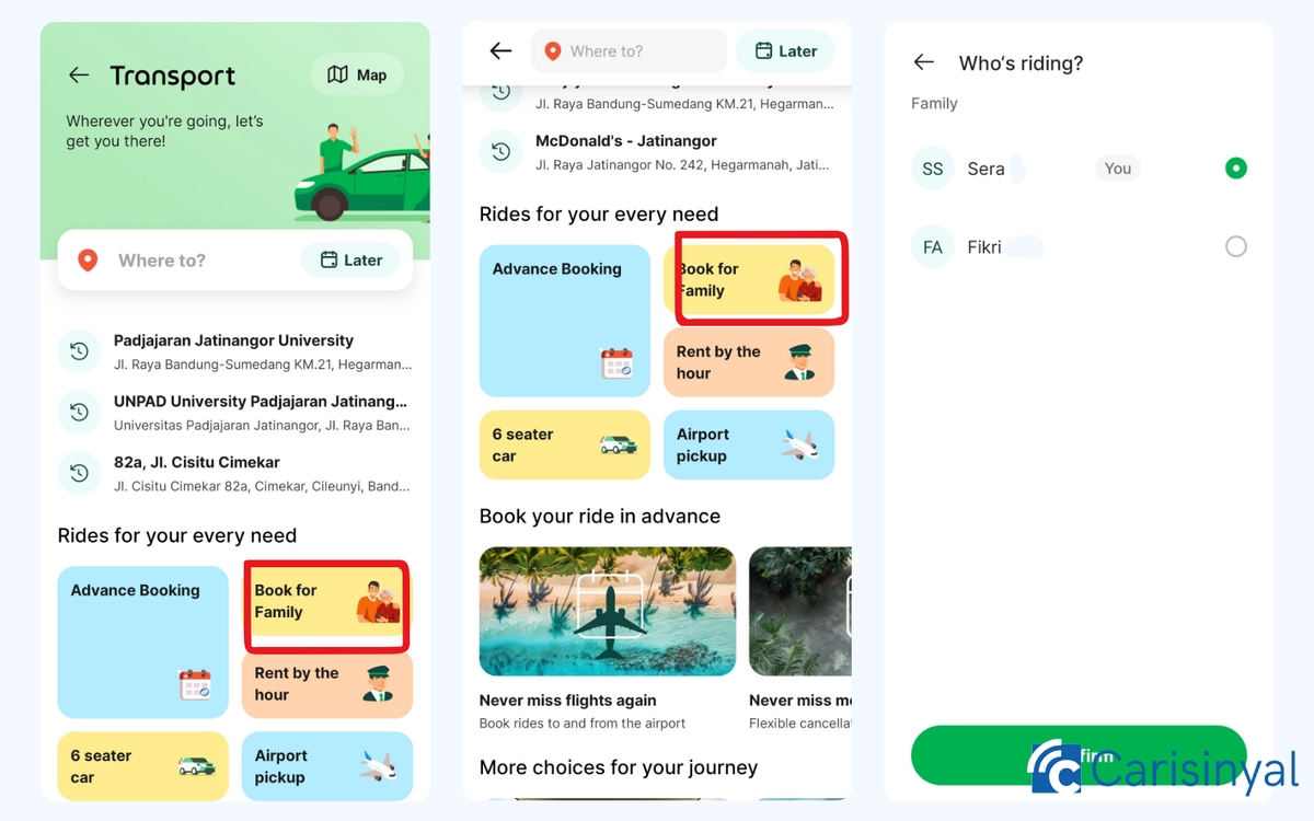 Cara Memesan GrabCar untuk Anggota Keluarga dan Orang Lain_