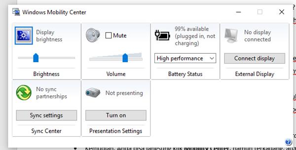 cara mengatur kecerahan layar komputer Paduan Simbol Windows + X 2