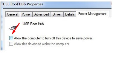cara mengatasi USB Not recognized Matikan Power Management pada USB Root Hub