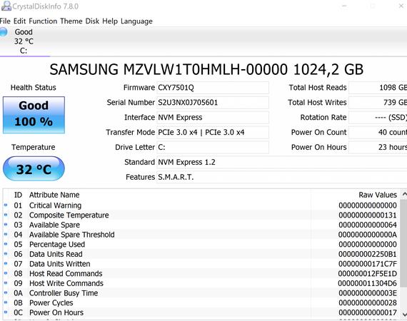 SSD INFO Asus ZenBook S UX391UA