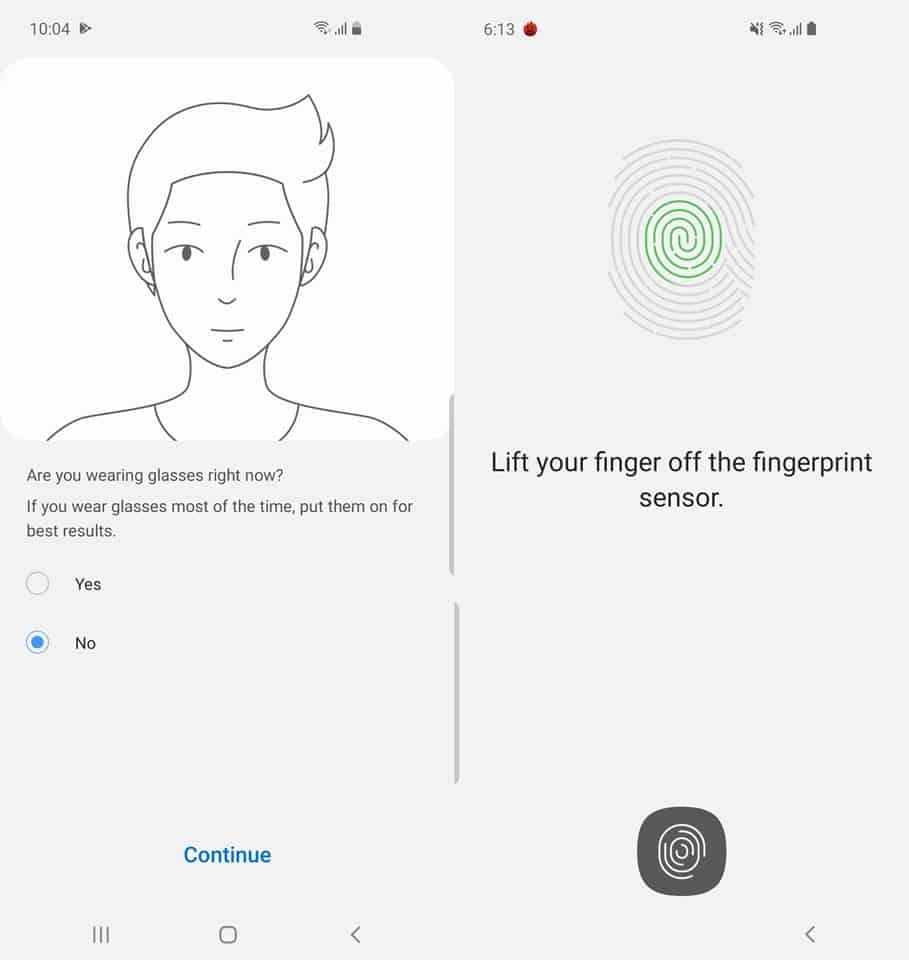 face unlock fingerprint Samsung Galaxy S10