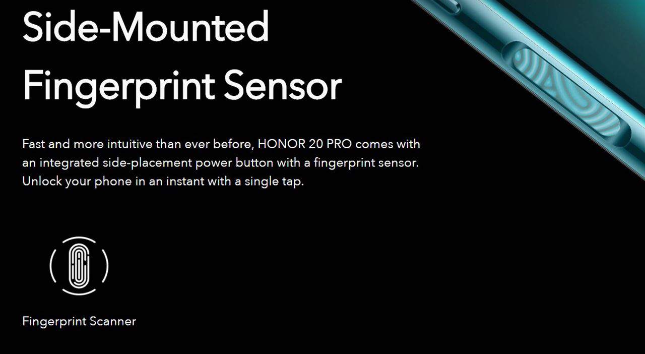 Honor 20 Pro fingerprint