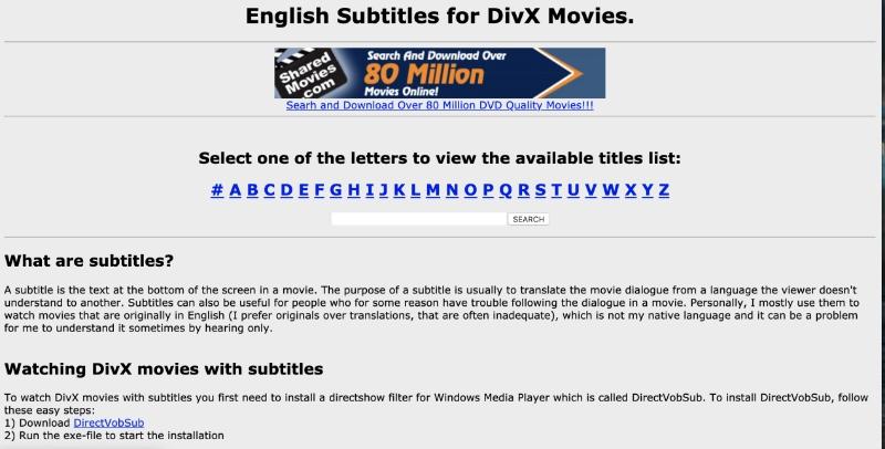 Subtitle for Divx dan DVD Movie