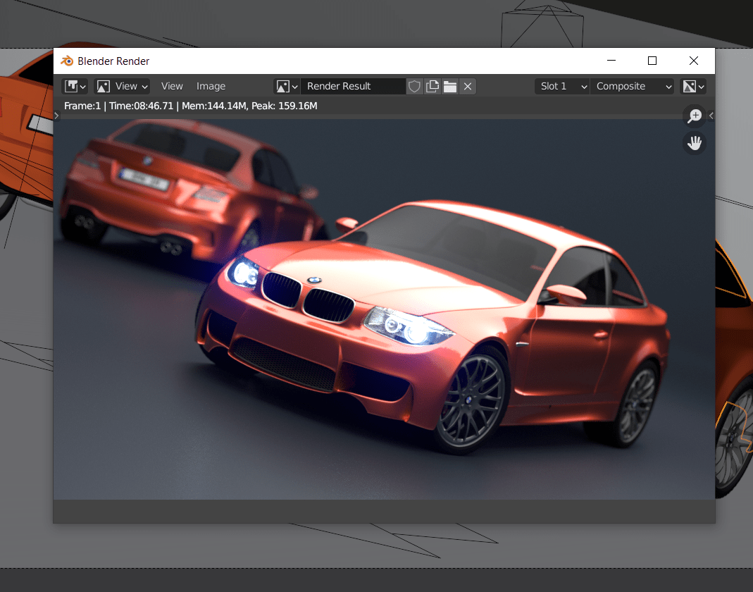 Blender Car Demo GPU Render Image 8 menit 46 DETIK
