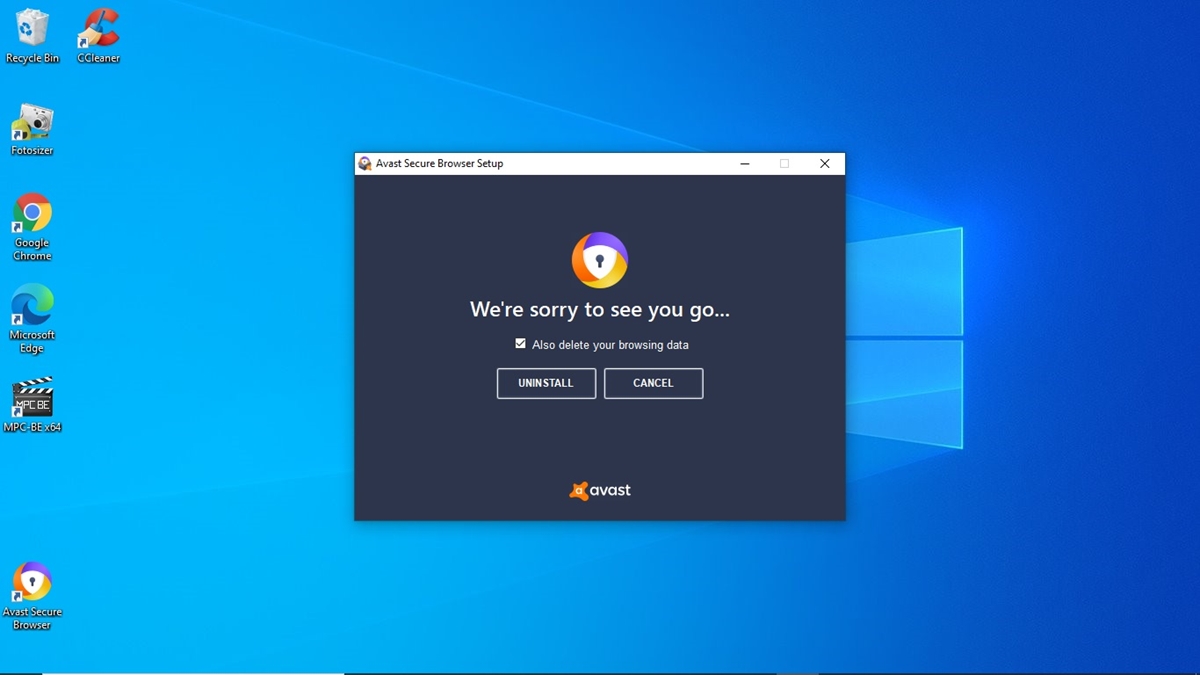 Uninstall Avast Security Browser