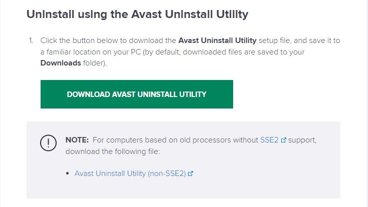 Avast Uninstall Utility