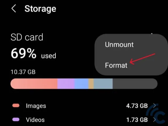 format SD Card pakai fitur bawaan di hp