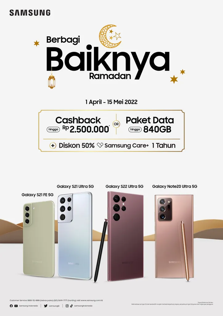 Dapatkan Promo Cashback Hingga Rp2.500.000 atau Paket Data hingga 840 GB untuk Setiap Pembelian Galaxy S22 Ultra Maupun Device Lainnya_
