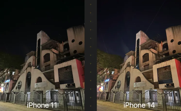 iphone 11 vs 14 malam hari_