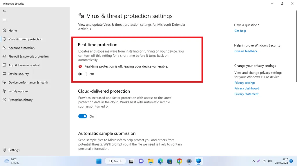 cara mematikan antivirus windows 11