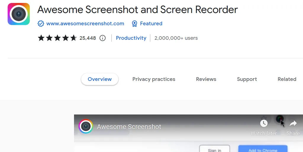 Awesome Screenshot and Screen Recorder extension