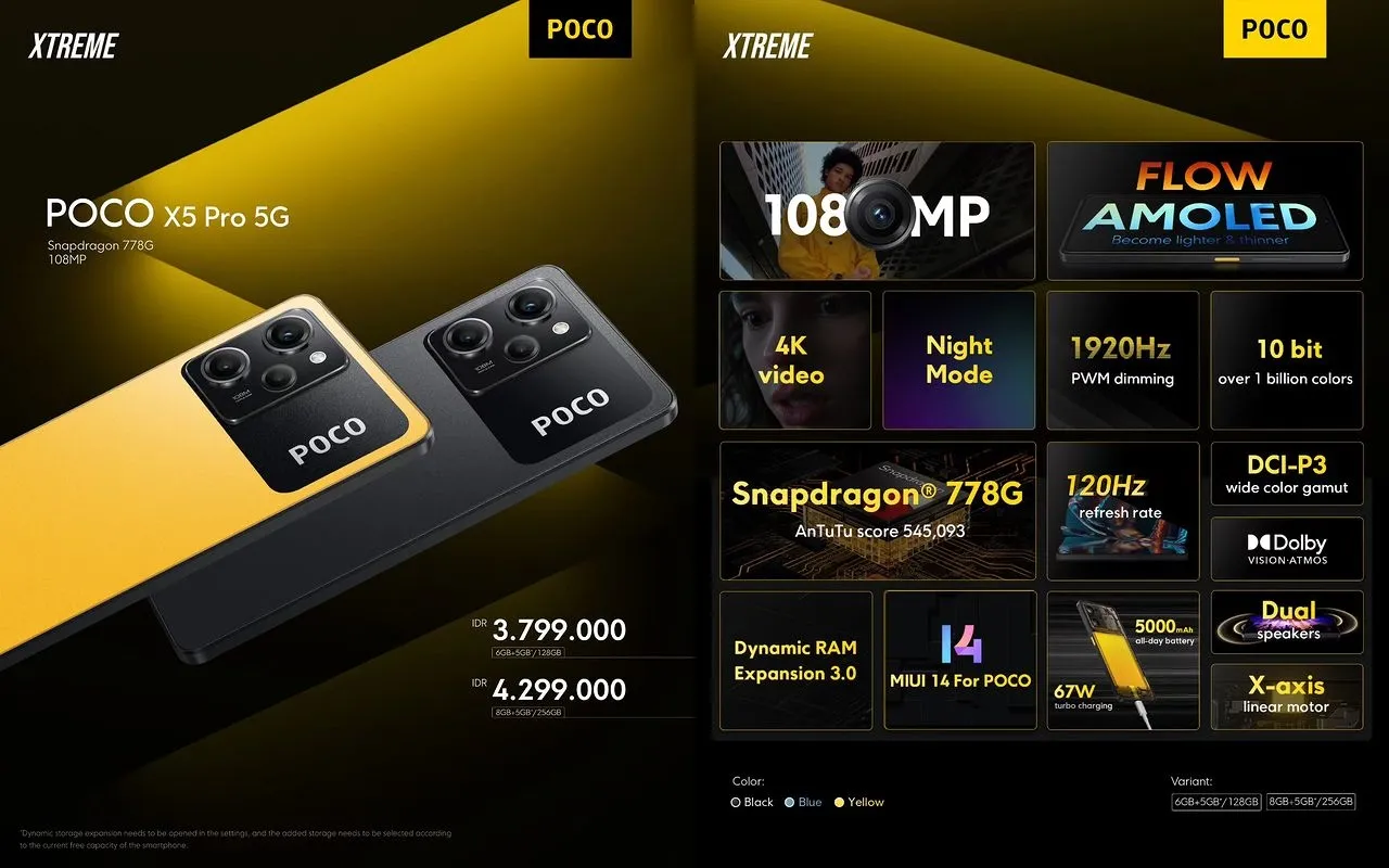 harga dan spesifikasi POCO X5 Pro 5G