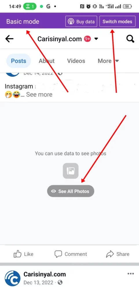 Cara Mengubah Facebook Gratis ke Mode Data
