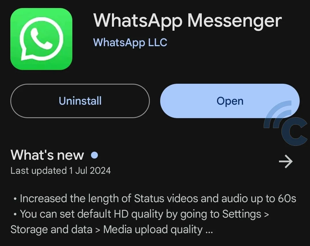 update whatsapp