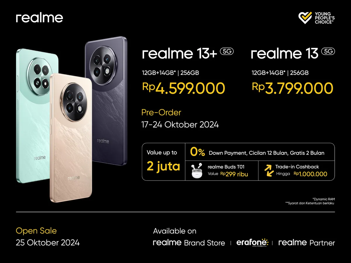 harga realme 13 5G dan realme 13+ 5G
