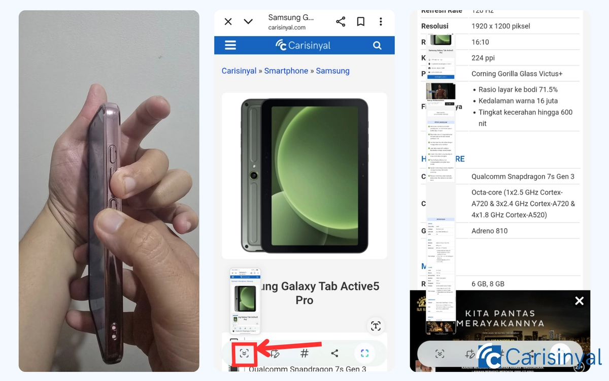 Kombinasi Tombol Power dan Volume Bawah_